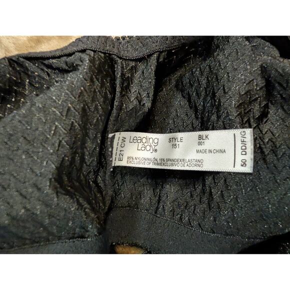 LEADING LADY Plus Size Bra 50DD 50 DD Black Front Close Wireless Bralette Lounge - Picture 3 of 5